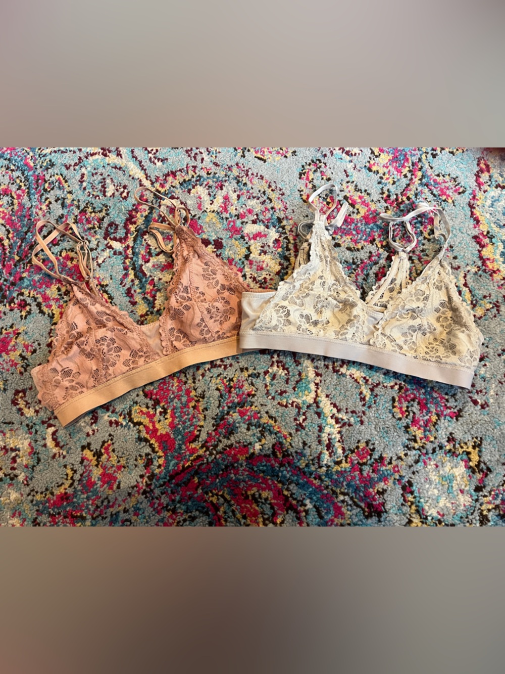 aerie Lace Bralette Duo in Blush and Cream